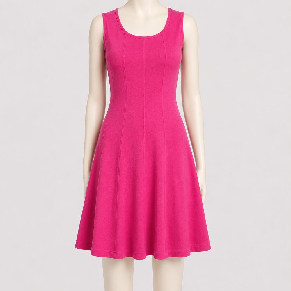 Zara Basic Pink Fit Flare Knit Dress Women's Small Sleeveless Midi